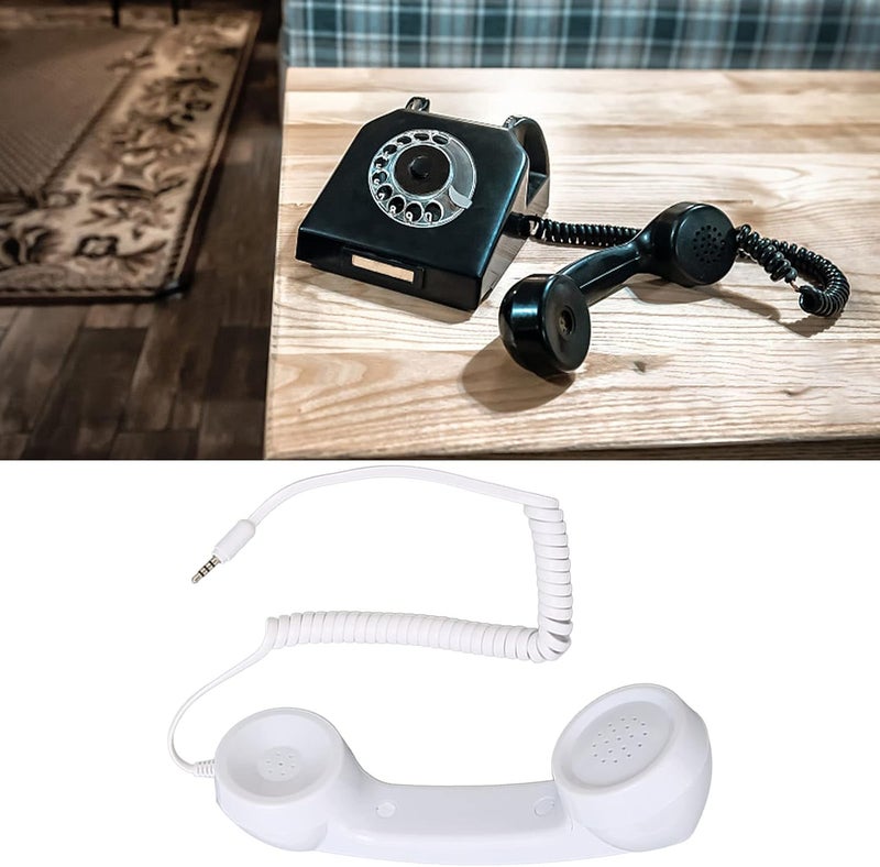 Heayzoki Retro Phone Handset, 3.5mm Cell Phone Receiver, Radiation Proof, HandheldCell Phone Telephone Handset for Mobile Phones Computers (White(Teddy Bear)) - Image 5